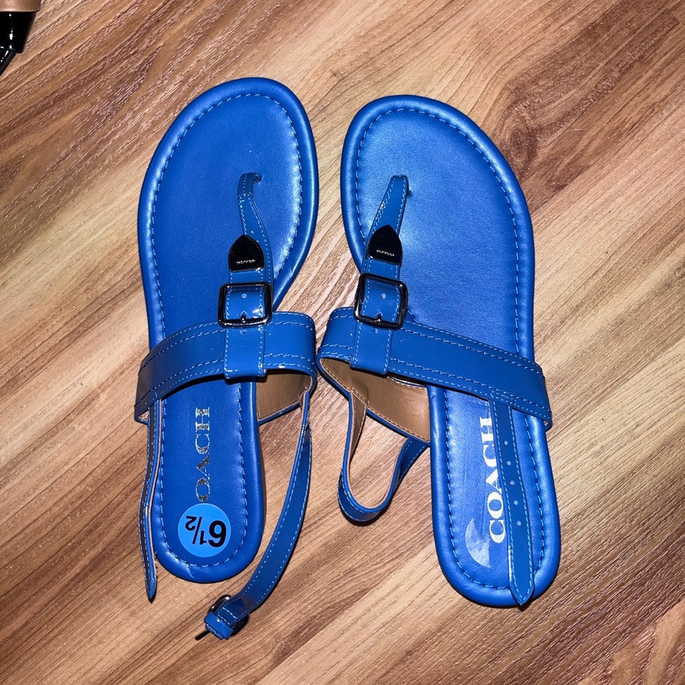 COACH Sandles/flats in vibrant blue color with silver accessories